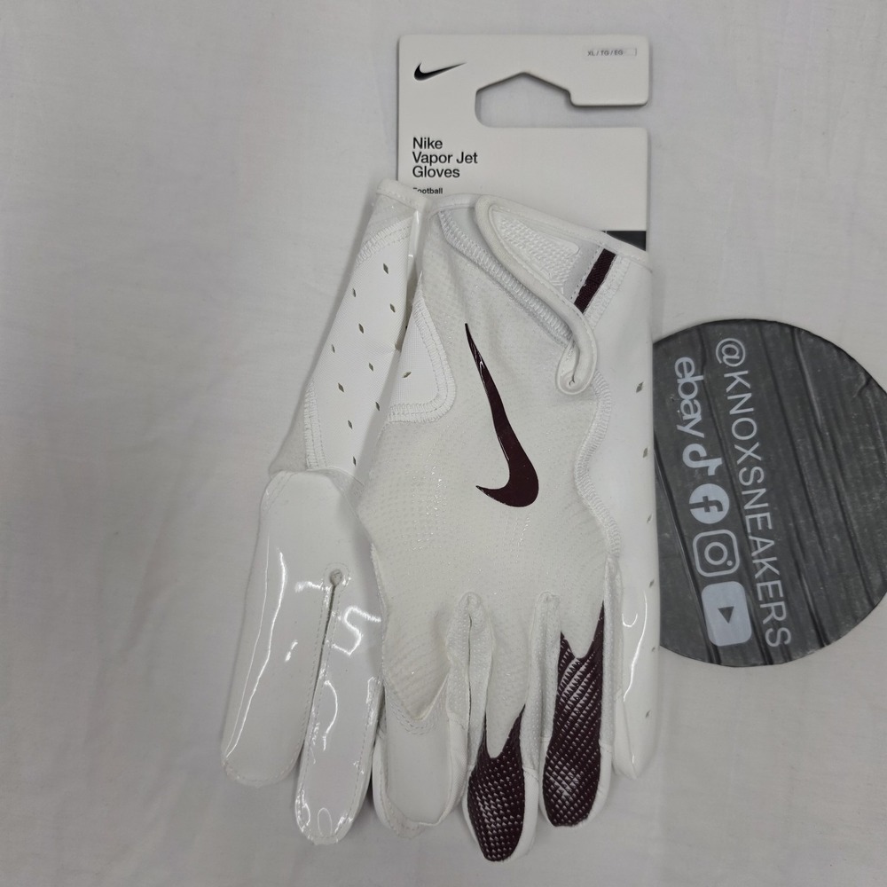 Nike Vapor Jet Football Gloves White Maroon/Burgundy Men's Size XLarge